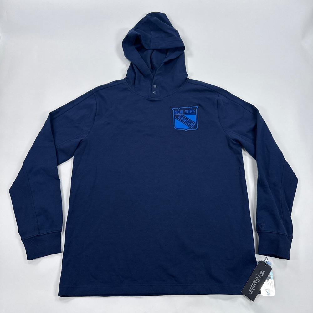 New York Rangers Fanatics Signature Hoodie NWT Navy Snap Neck Mens L NHL